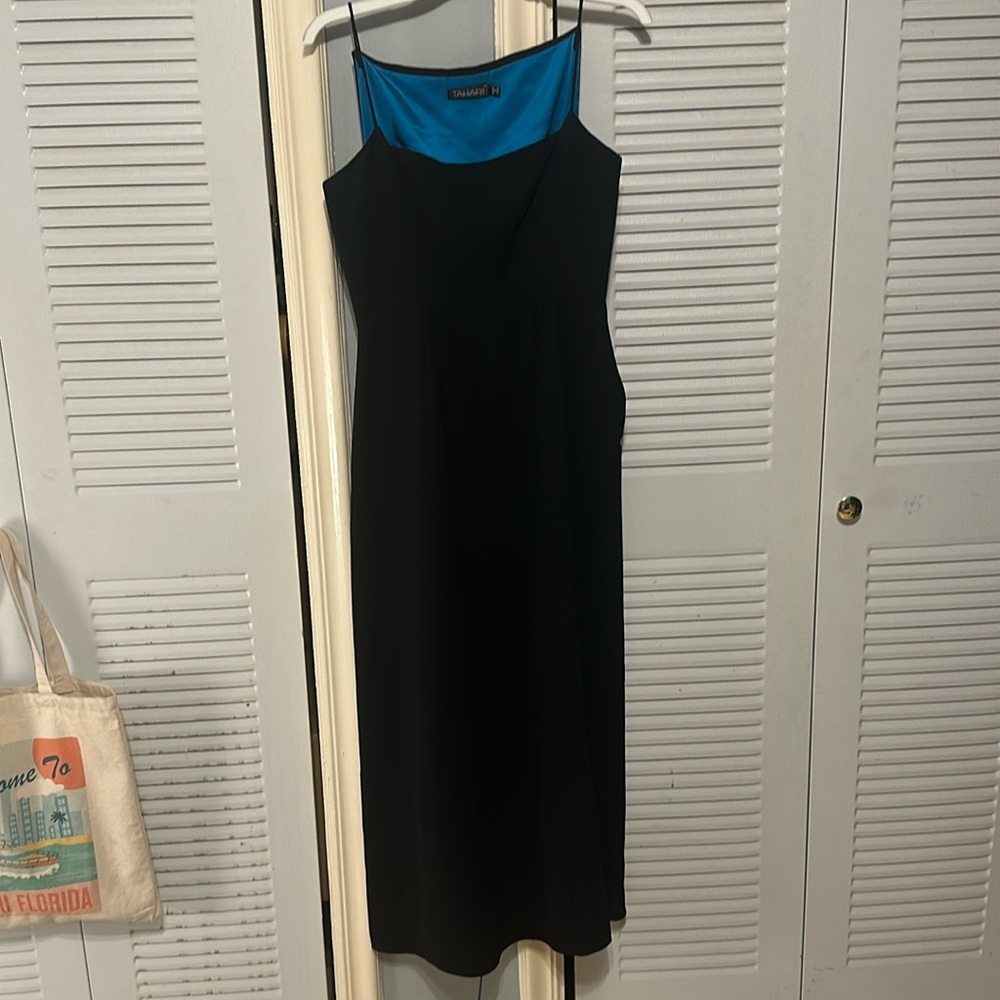 Tahari Dresses | Tahari Square Neckline Strap Black Dress | Color: Black | Size8